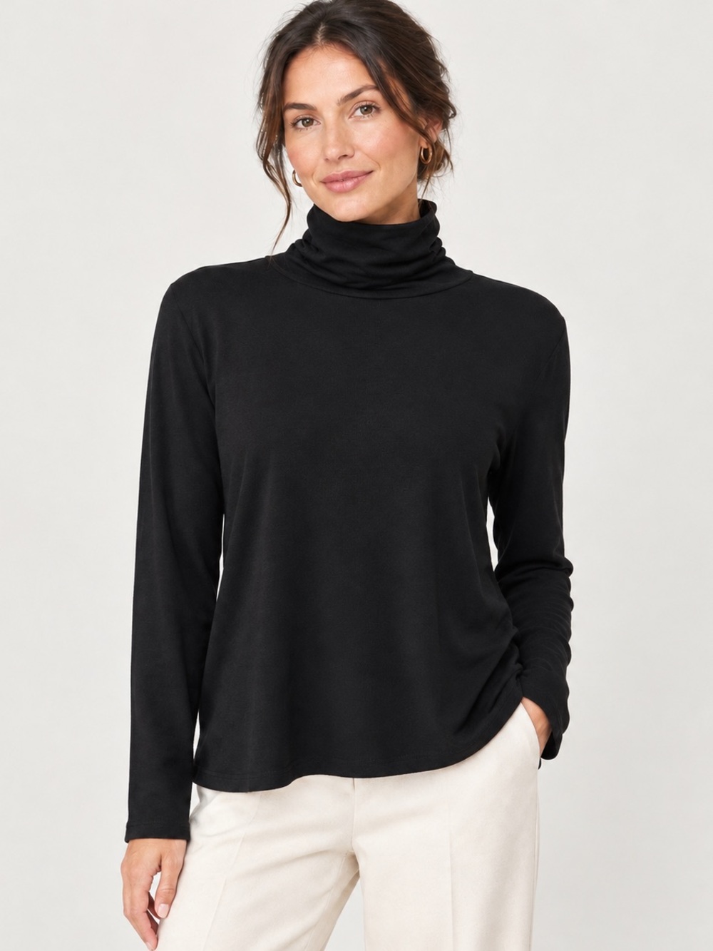 Lauren Ralph Lauren Classic Black Turtleneck Top Women Size Large Petite Preppy